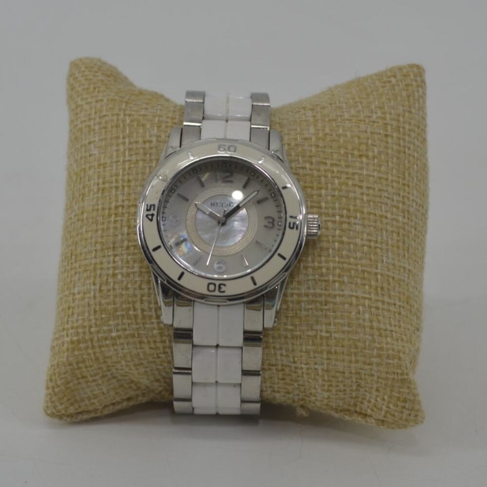 Relic Mother of Pearl Watch Wristwatch Y2k 90s Relic 34mm Enamel Bezel Dial